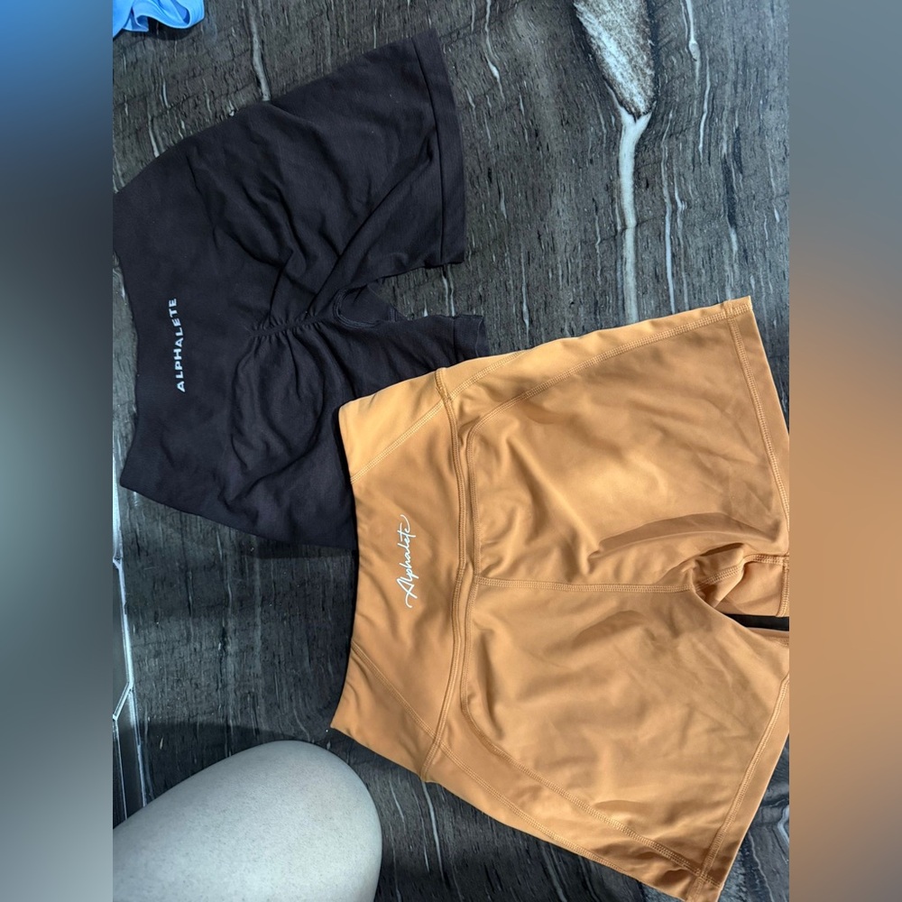 Alphalete Athletic Shorts Black and Orange